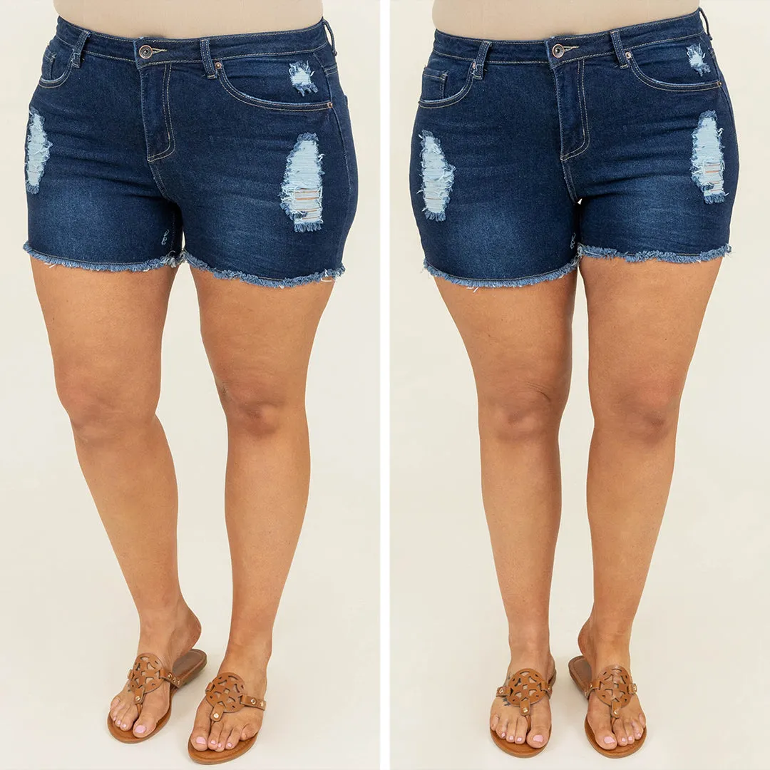 Above The Rest Shorts, Dark Wash
