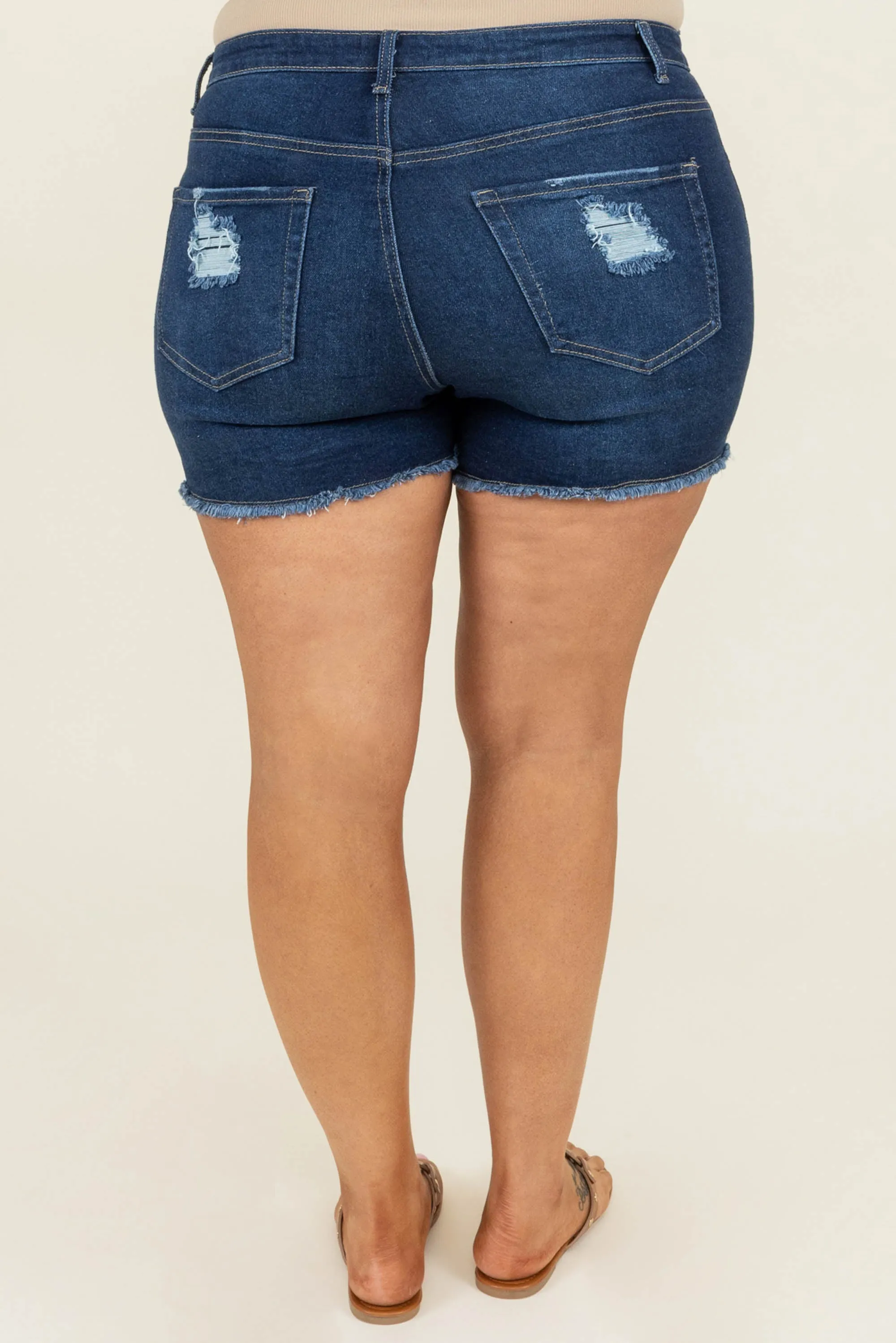 Above The Rest Shorts, Dark Wash