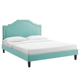 Adelaide Performance Velvet King Platform Bed By Modway - MOD-6864 - Mint