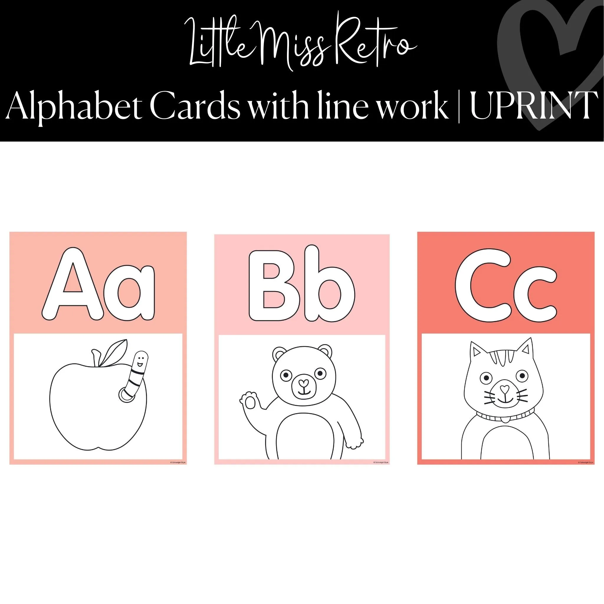 Alphabet Posters with Line Work | Retro Classroom Decor | Little Miss Retro | UPRINT | Schoolgirl Style