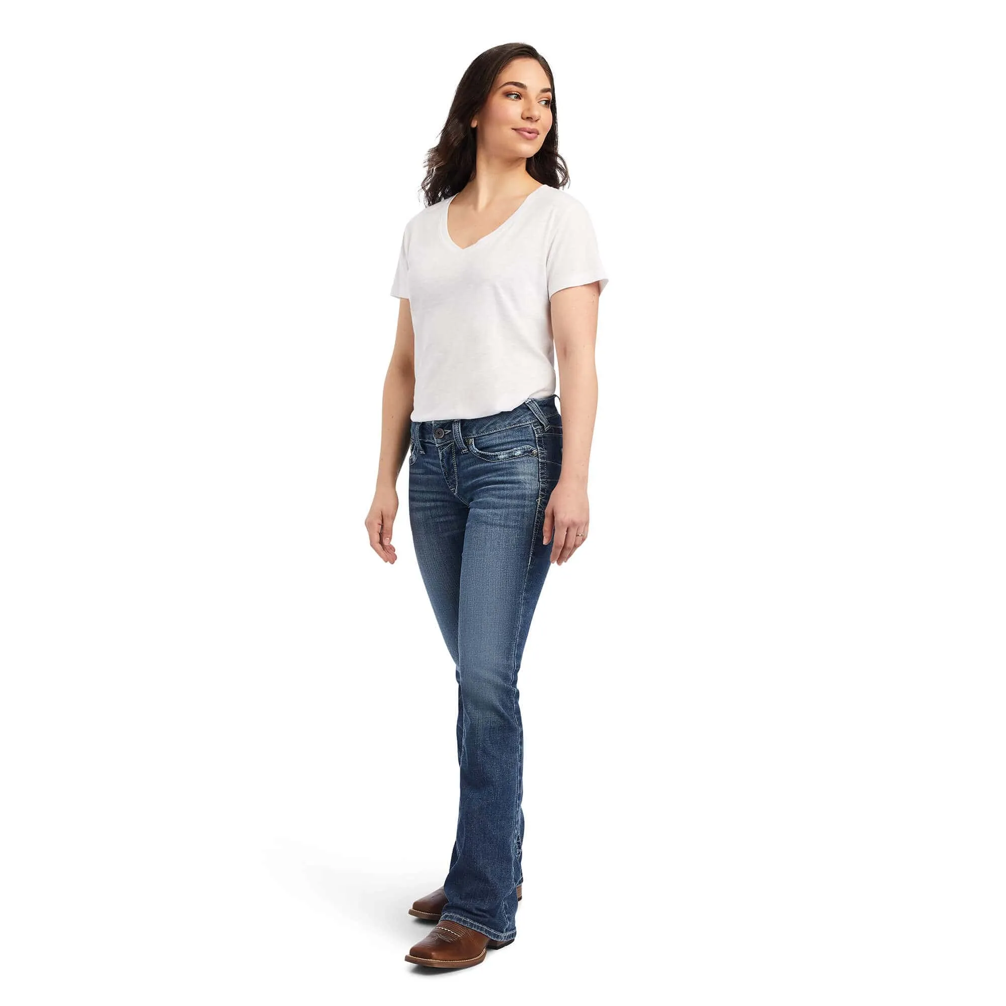 Ariat Women's REAL Mid Rise Raquel Boot Cut Jeans 10041061