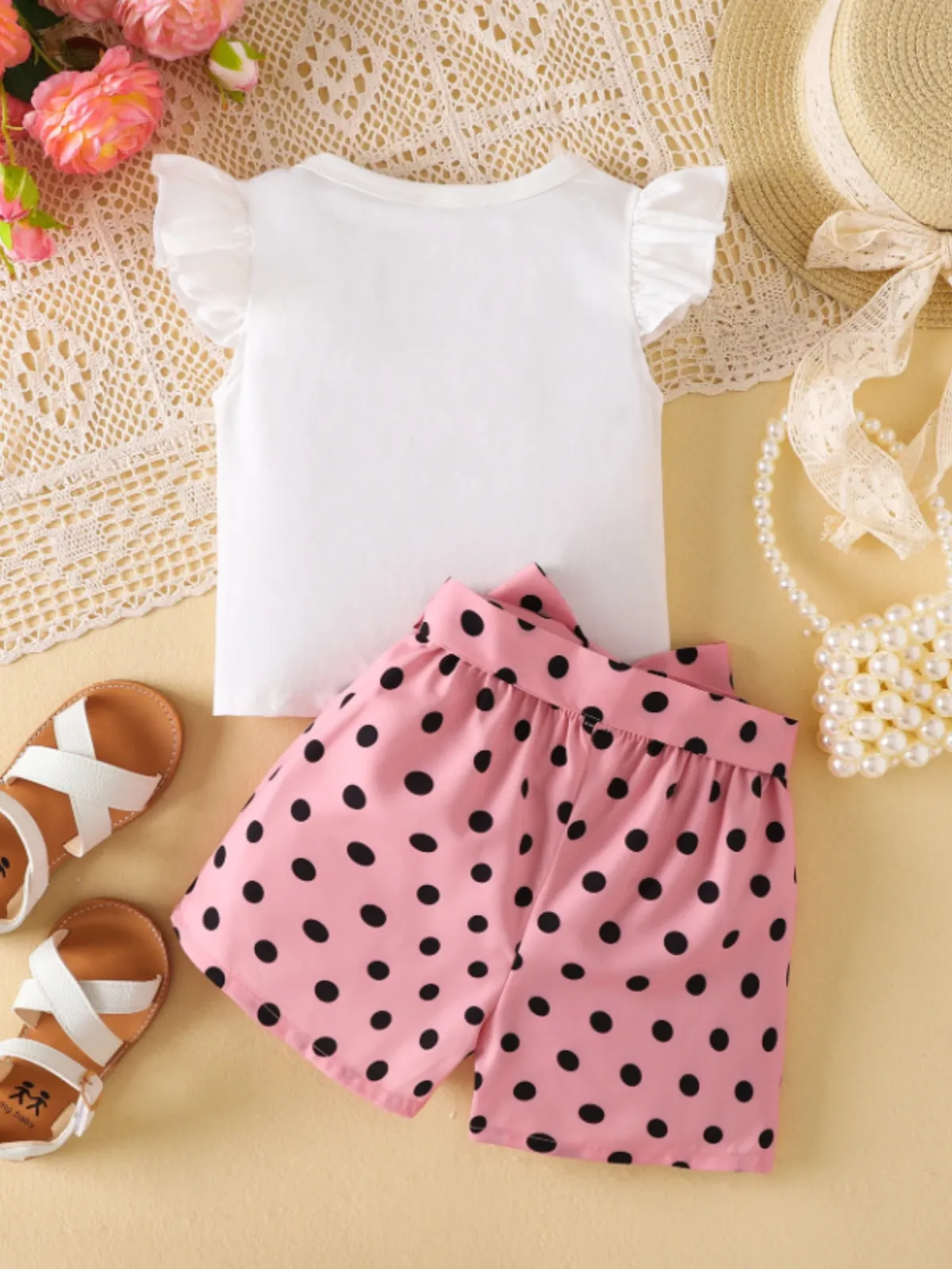 Ballerina Chic Polka Dot Paperbag Short Set