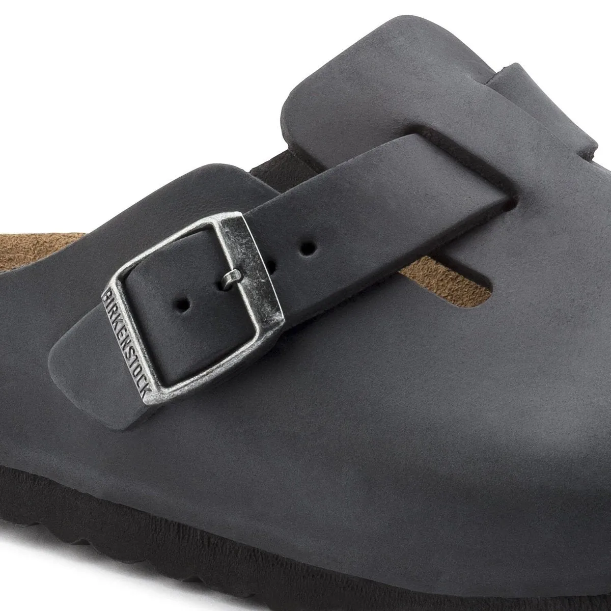 Mens Black Oiled Leather Birkenstock Boston Clogs