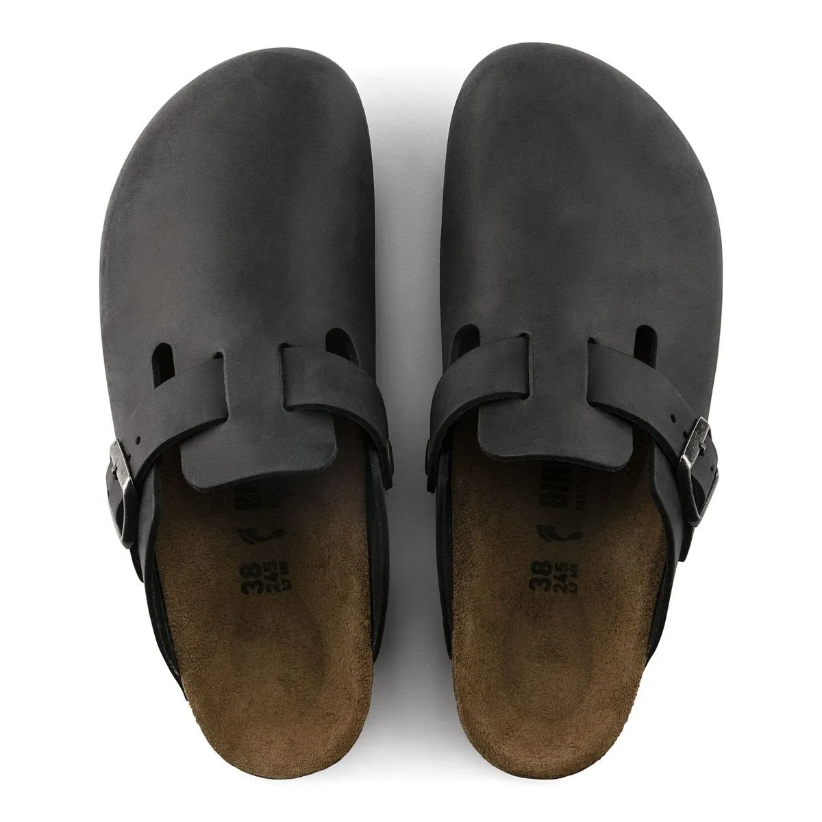 Mens Black Oiled Leather Birkenstock Boston Clogs