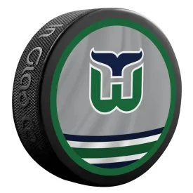 Carolina Hurricanes Retro Reverse Double-Sided Logo NHL Inglasco Souvenir Puck