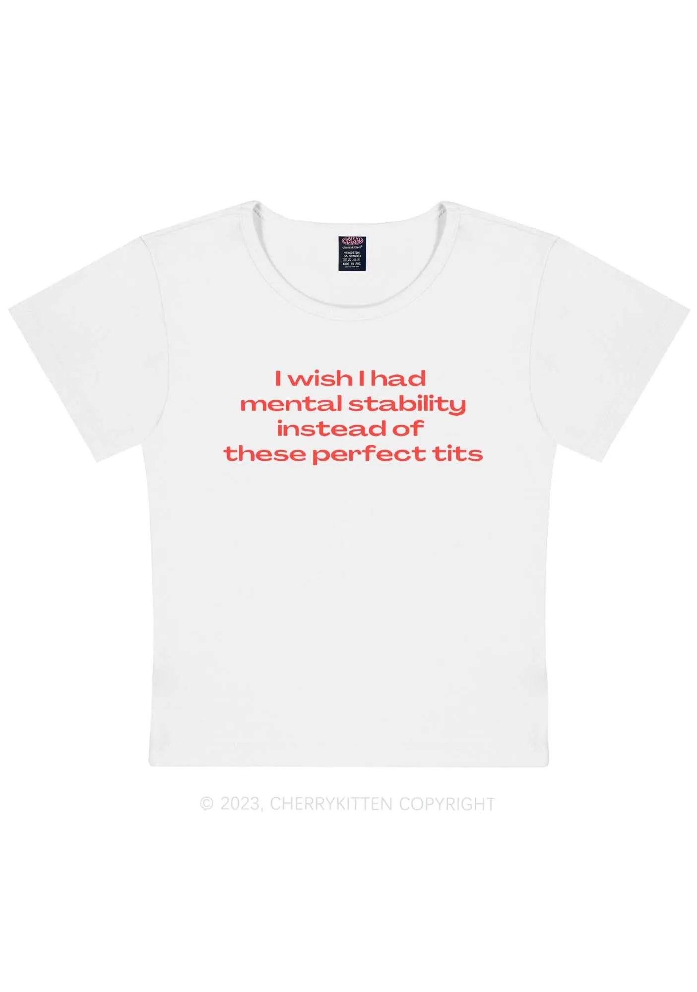 Curvy Mental Stability Y2K Baby Tee Cherrykitten