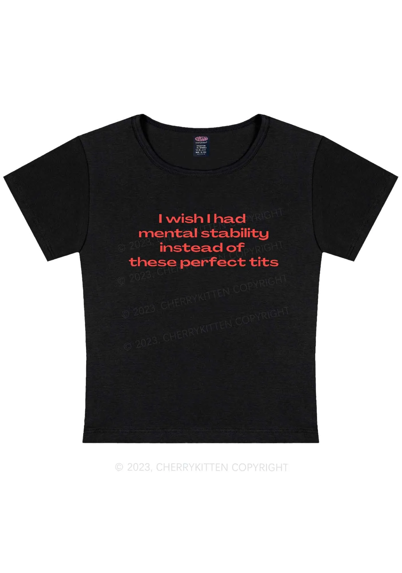 Curvy Mental Stability Y2K Baby Tee Cherrykitten