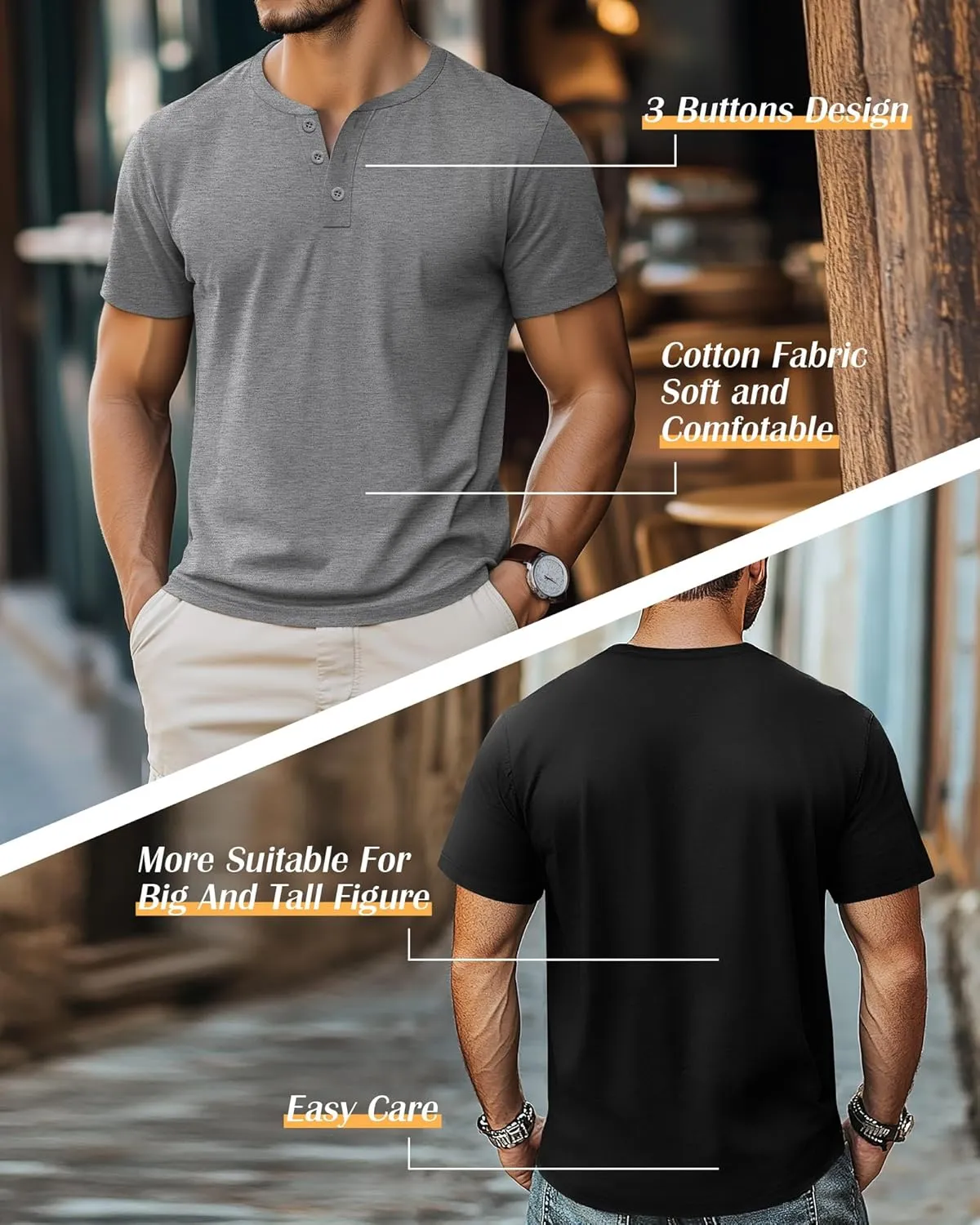Ficerd 3 Pack Men's Big and Tall Shirts Cotton Short Sleeve Plus Size Tee Loose Fit Casual T Shirts Basic Oversized Tops