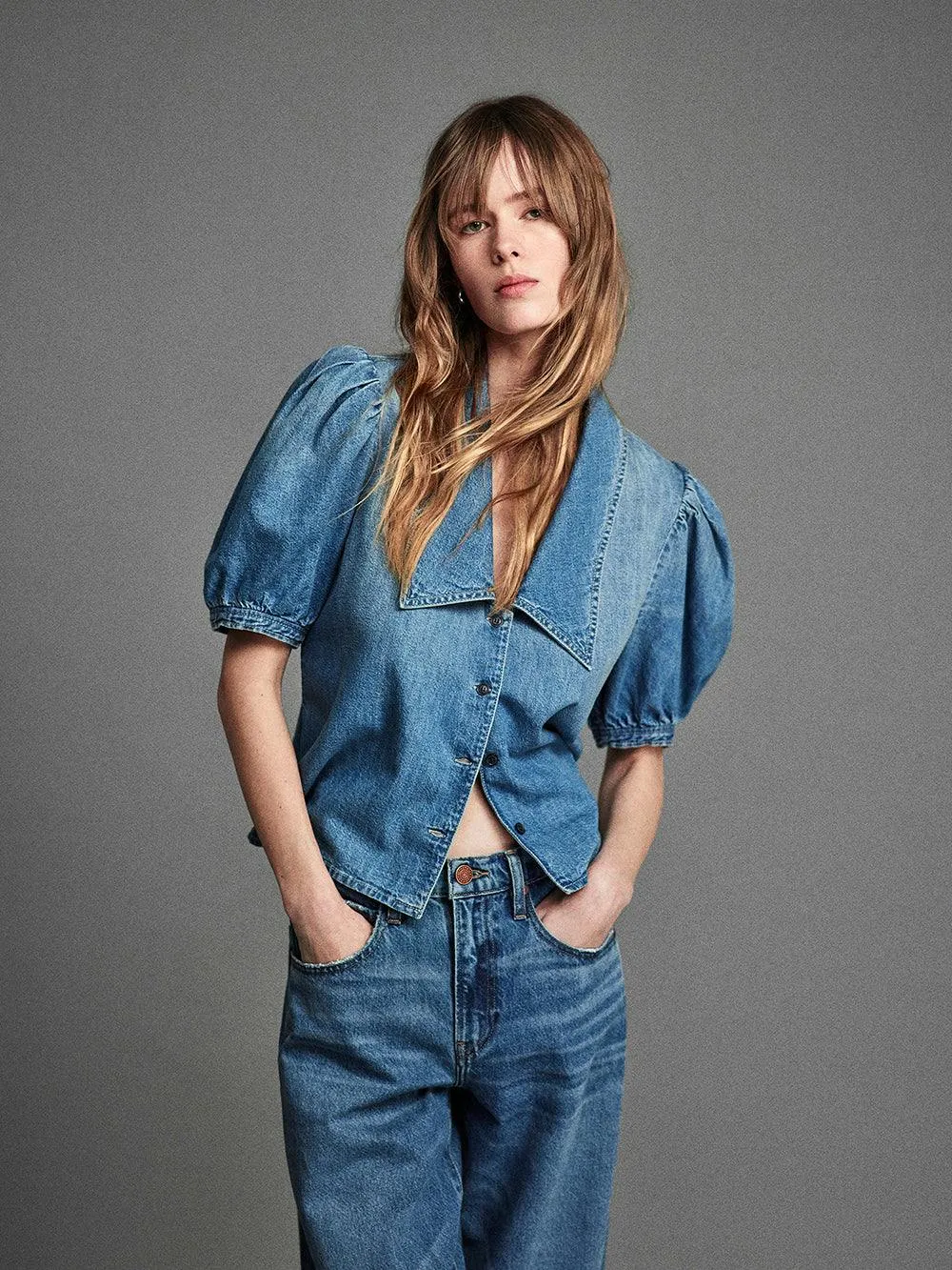Frame Denim Sailor Blouse 
in Starlet