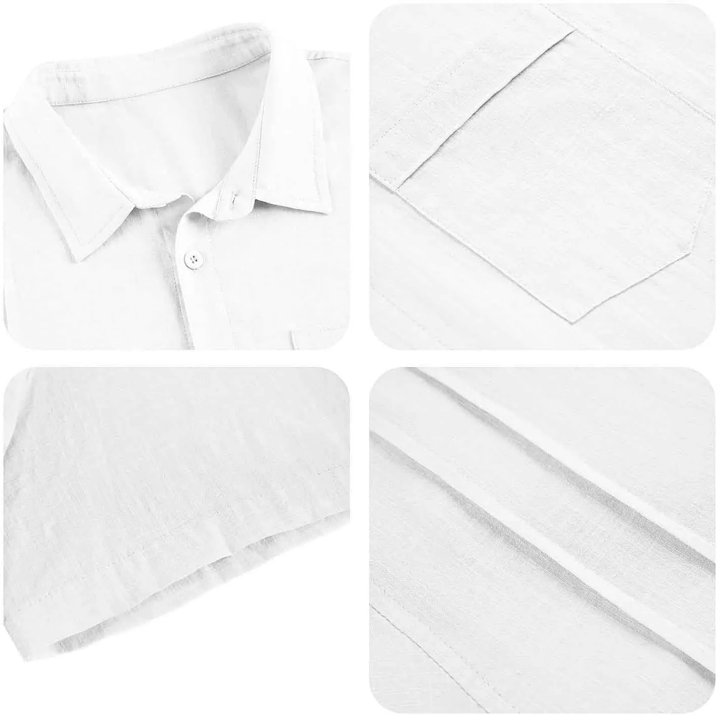 Hestenve Mens Short Sleeve Cuban Camp Guayabera Shirt Linen Cotton Hippie Beach Button Down Shirts