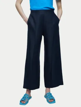 Irish Linen Herringbone Palazzo | Navy