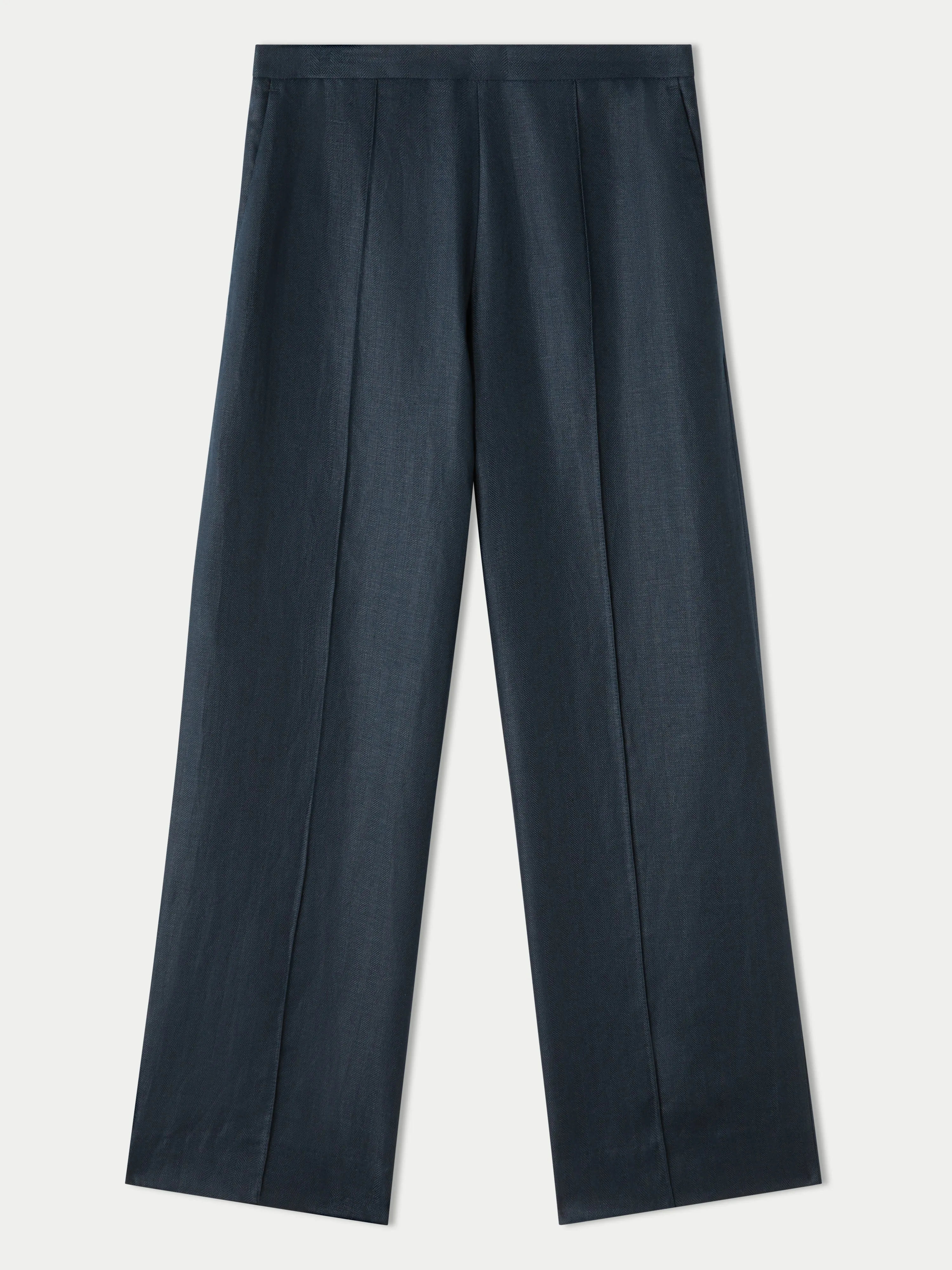 Irish Linen Herringbone Palazzo | Navy