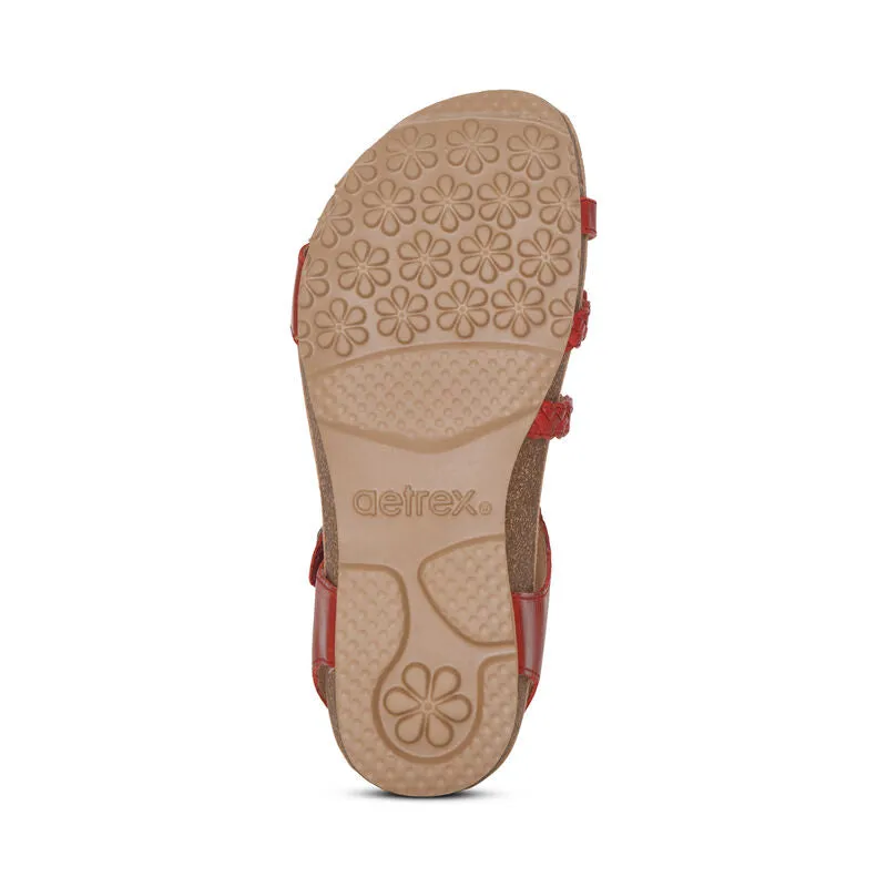Jillian Braided Quarter Strap Sandal in Red