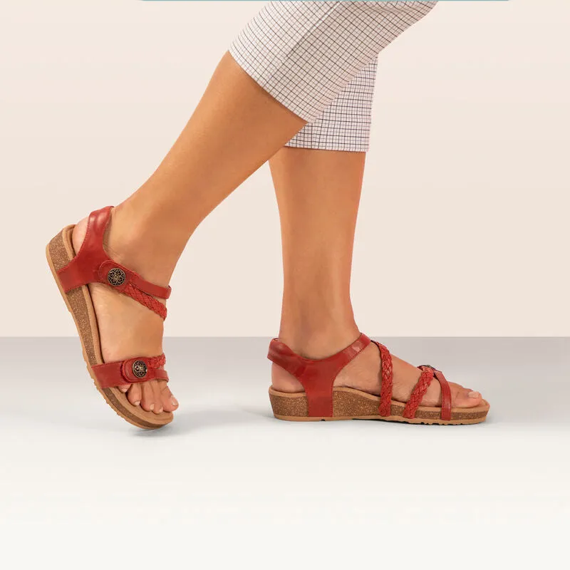 Jillian Braided Quarter Strap Sandal in Red