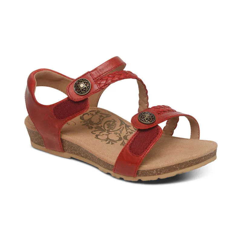 Jillian Braided Quarter Strap Sandal in Red