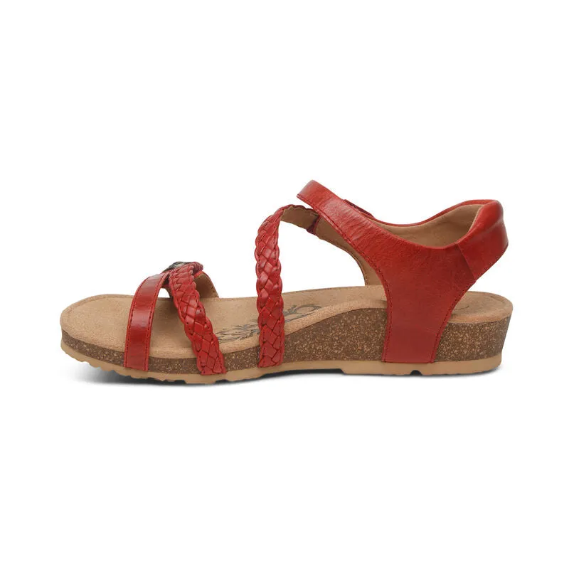 Jillian Braided Quarter Strap Sandal in Red