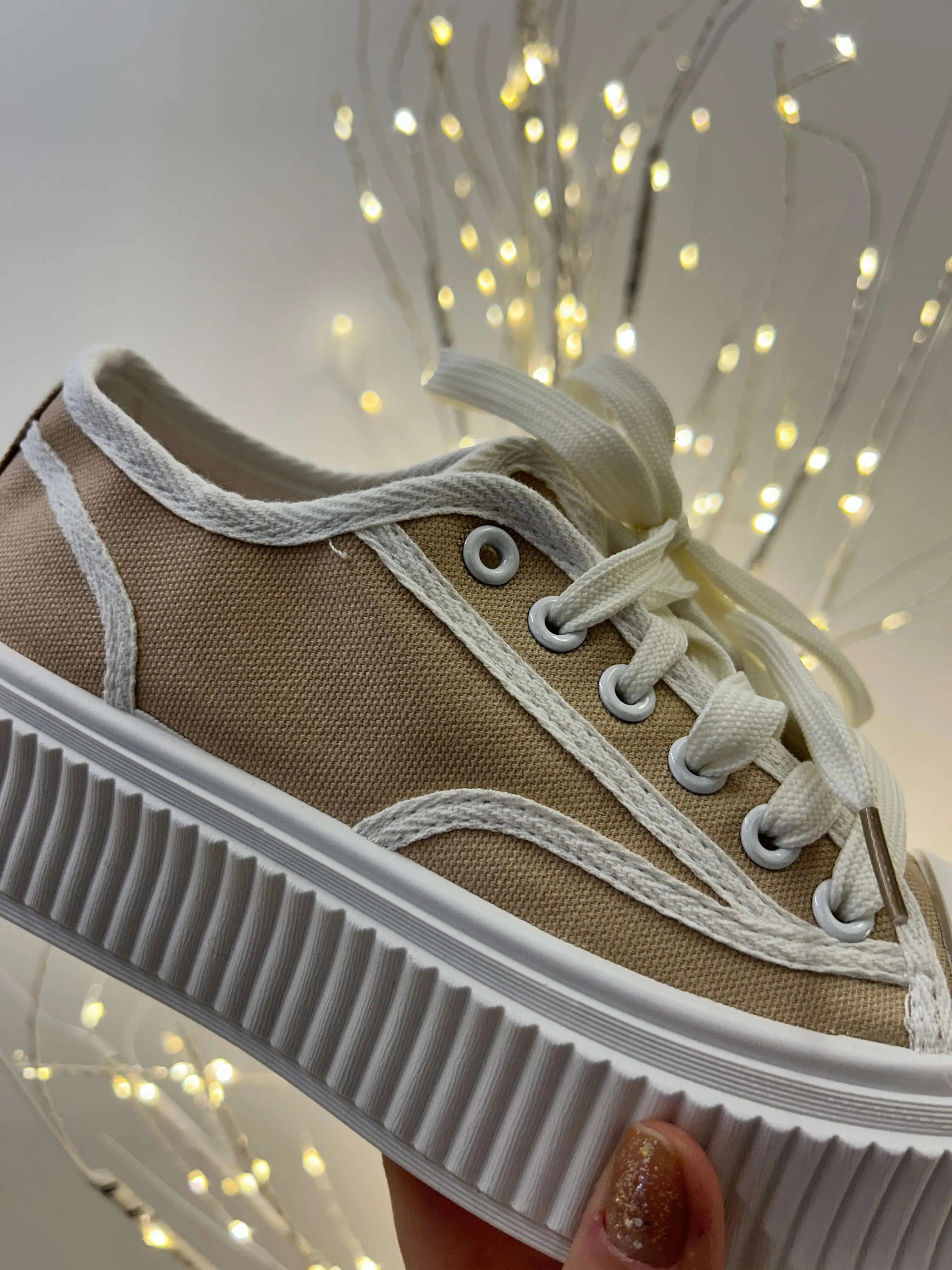 Ladies Beige Chunky Platform Pump