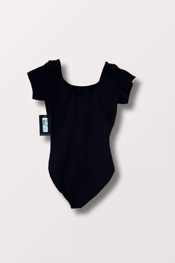 Ladies Short Sleeve Round Neck Leotard - Black