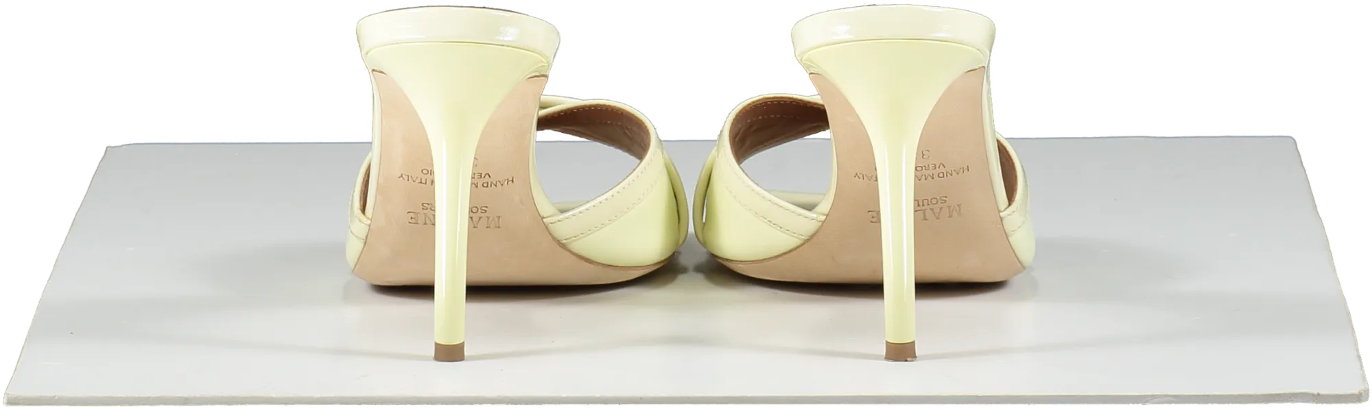 malone souliers Perla 85 Pale Yellow Leather Heeled Mules UK 5.5 EU 38.5 👠