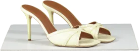malone souliers Perla 85 Pale Yellow Leather Heeled Mules UK 5.5 EU 38.5 👠
