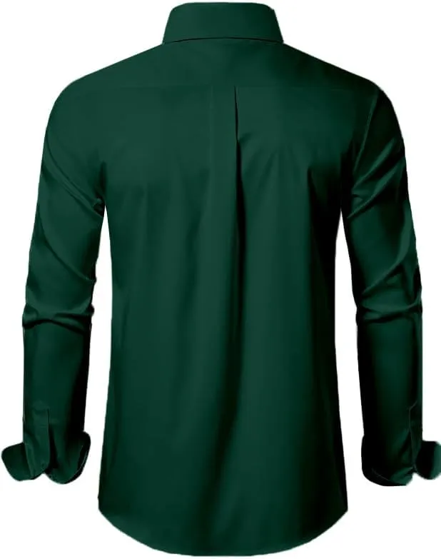 Men's Dress Shirts Formal Slim Fit Stretch Long Sleeve Button Down Shirt for Men Wrinkle Free Collar Business Shirts