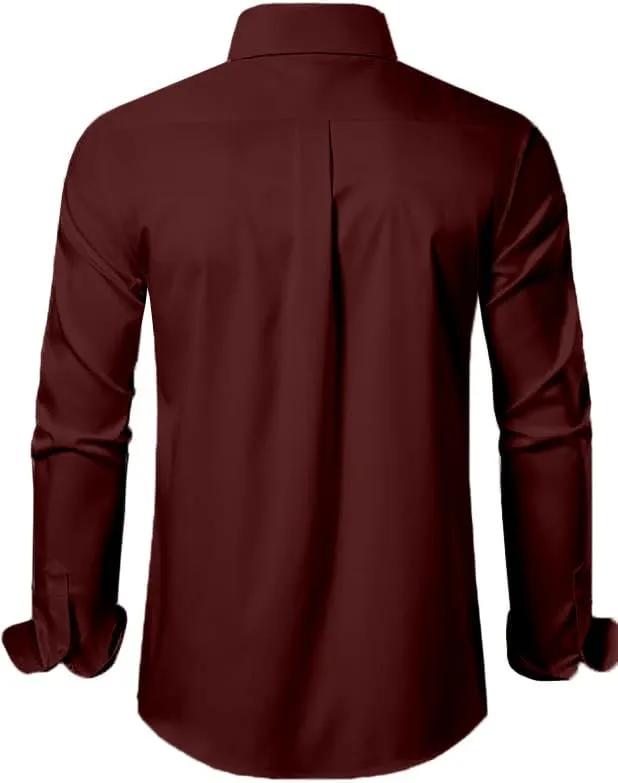 Men's Dress Shirts Formal Slim Fit Stretch Long Sleeve Button Down Shirt for Men Wrinkle Free Collar Business Shirts