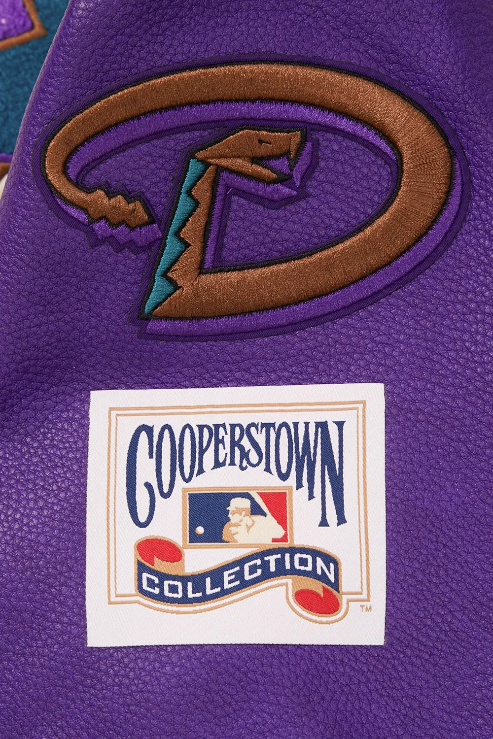 MLB ARIZONA DIAMONDBACKS RETRO CLASSIC MEN'S RIP WOOL VARSITY JACKET (EGGSHELL/PURPLE)