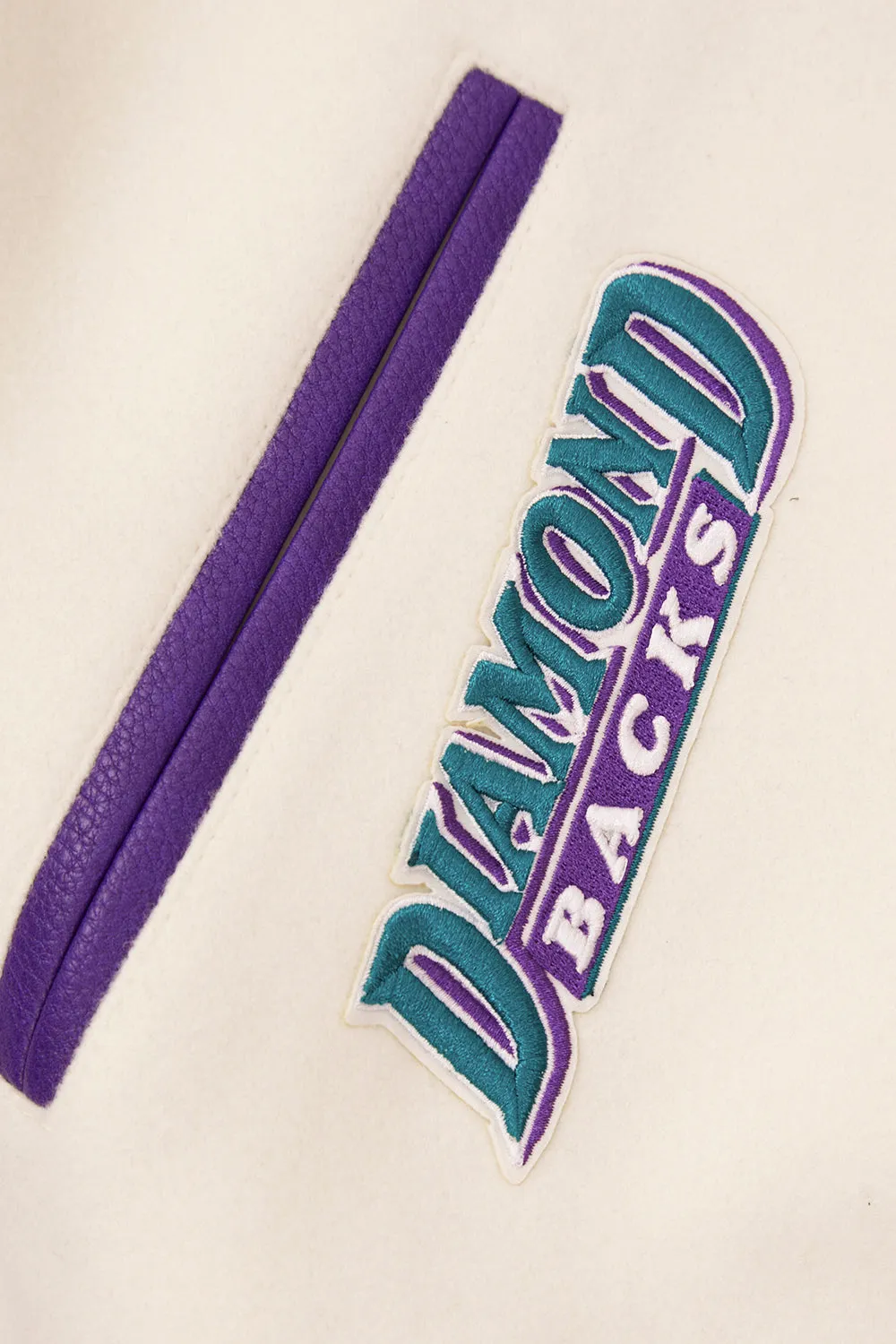 MLB ARIZONA DIAMONDBACKS RETRO CLASSIC MEN'S RIP WOOL VARSITY JACKET (EGGSHELL/PURPLE)
