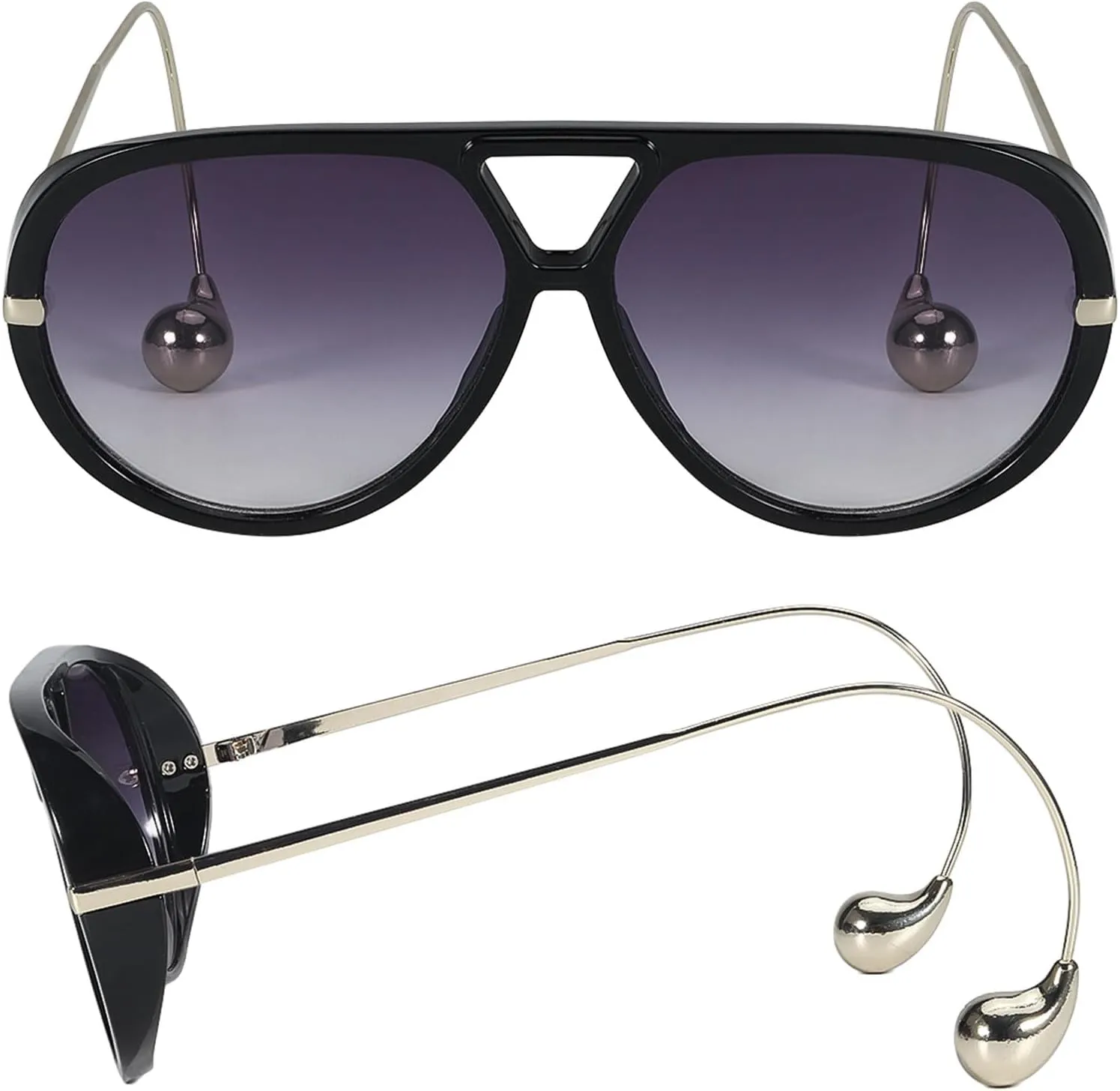 Oversized Aviator Sunglasses with Earring for Women Large Big UV400 Protection Designer 2025 Ladies Shades