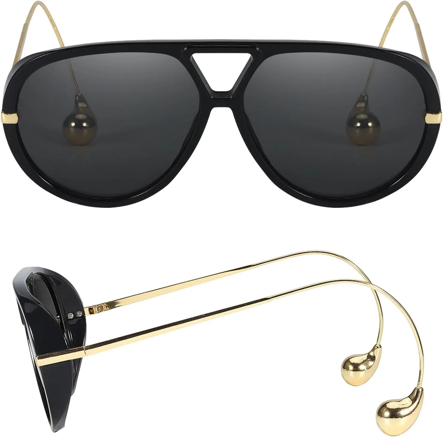 Oversized Aviator Sunglasses with Earring for Women Large Big UV400 Protection Designer 2025 Ladies Shades