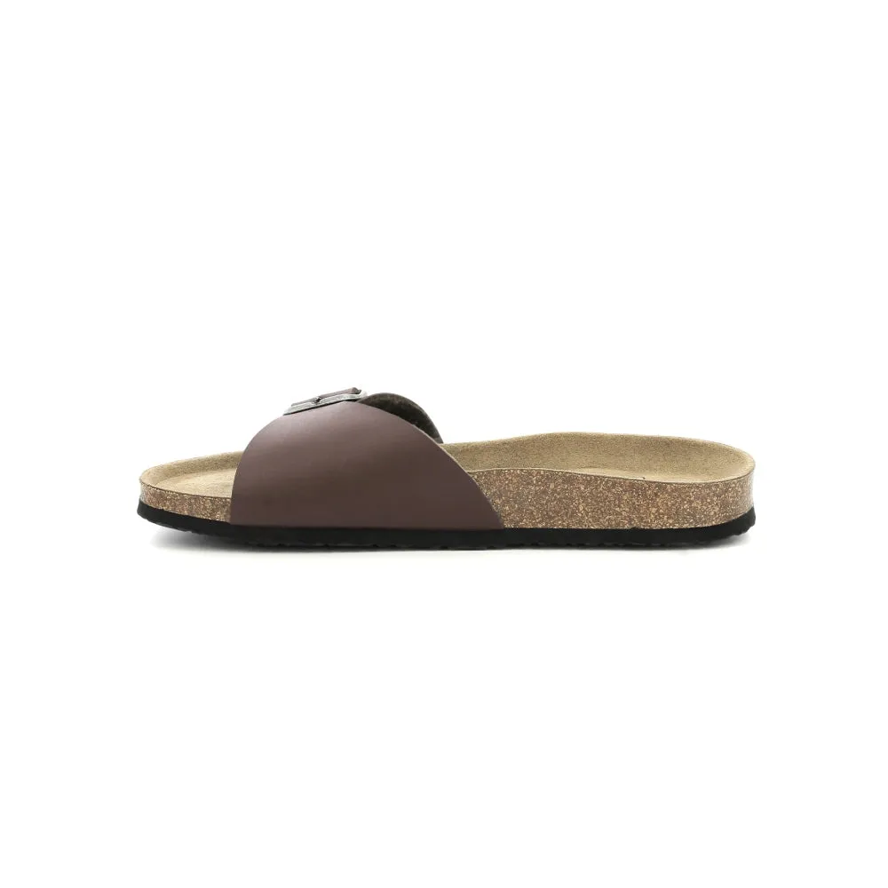 Paire de mules marron en cuir et liège