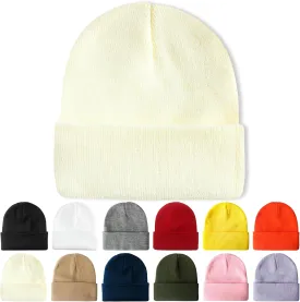 PFFY Beanie for Men Women Unisex Knit Cuffed Plain Winter Beanies Hats Skull Cap