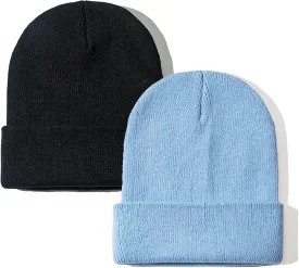 PFFY Beanie for Men Women Unisex Knit Cuffed Plain Winter Beanies Hats Skull Cap