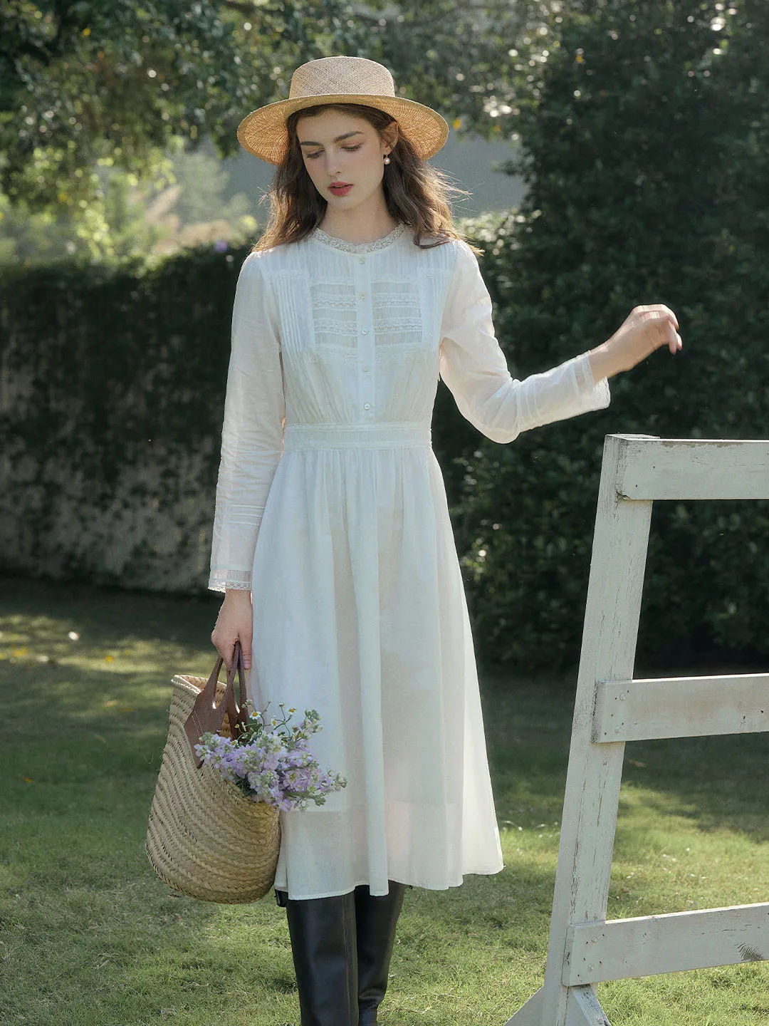 Rachel Romantic Lace Patchwork Cotton Dress