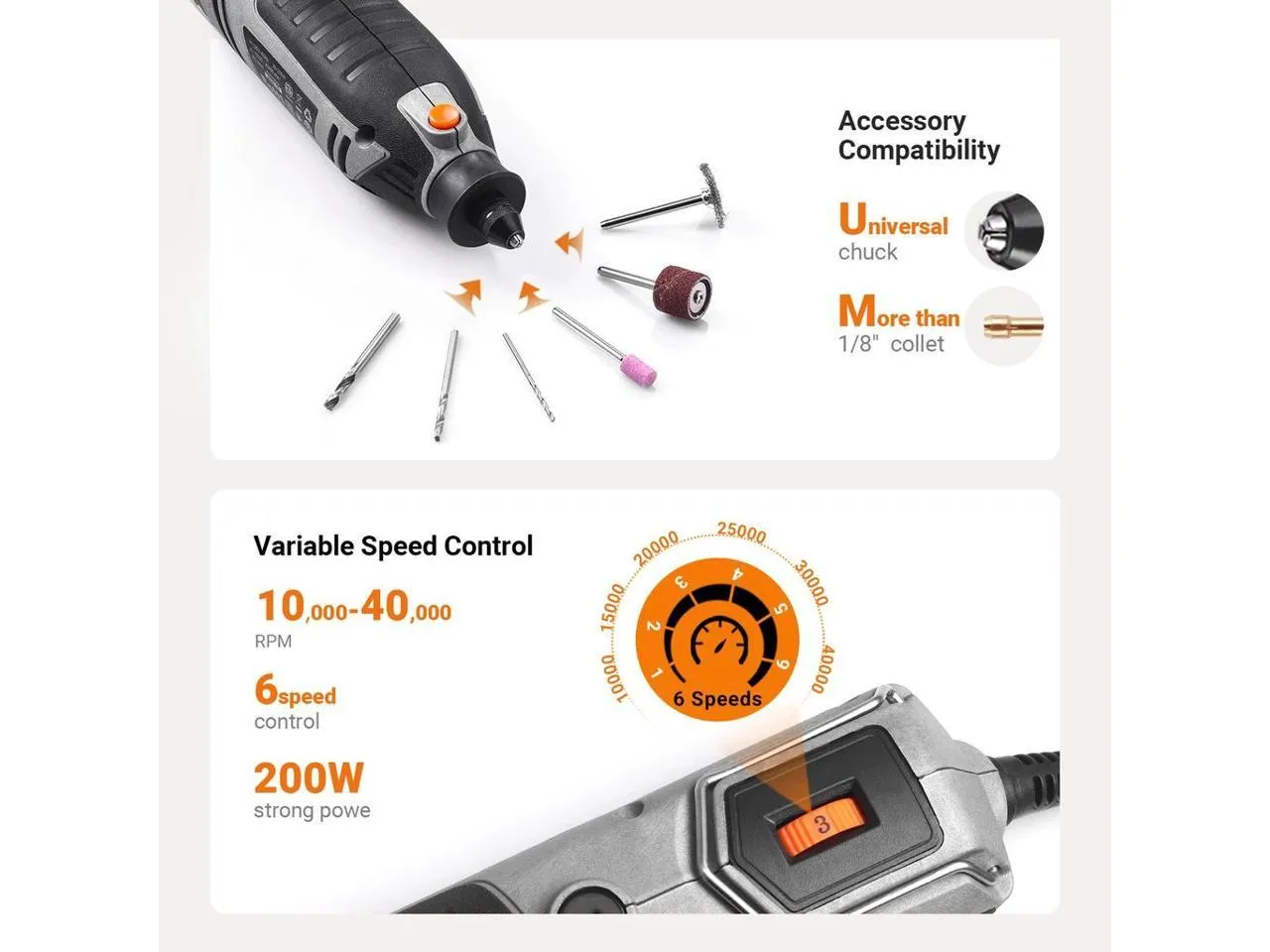 Rotary Tool 1.8 Amp Power with MultiPro Keyless and 170 Accessories - RTD36AC