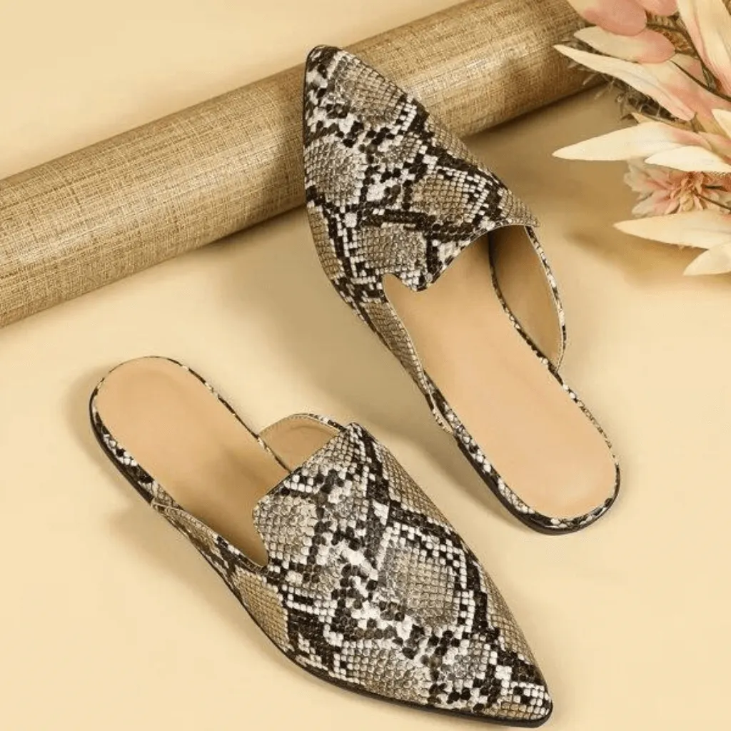 Snakeskin Pointed Mules