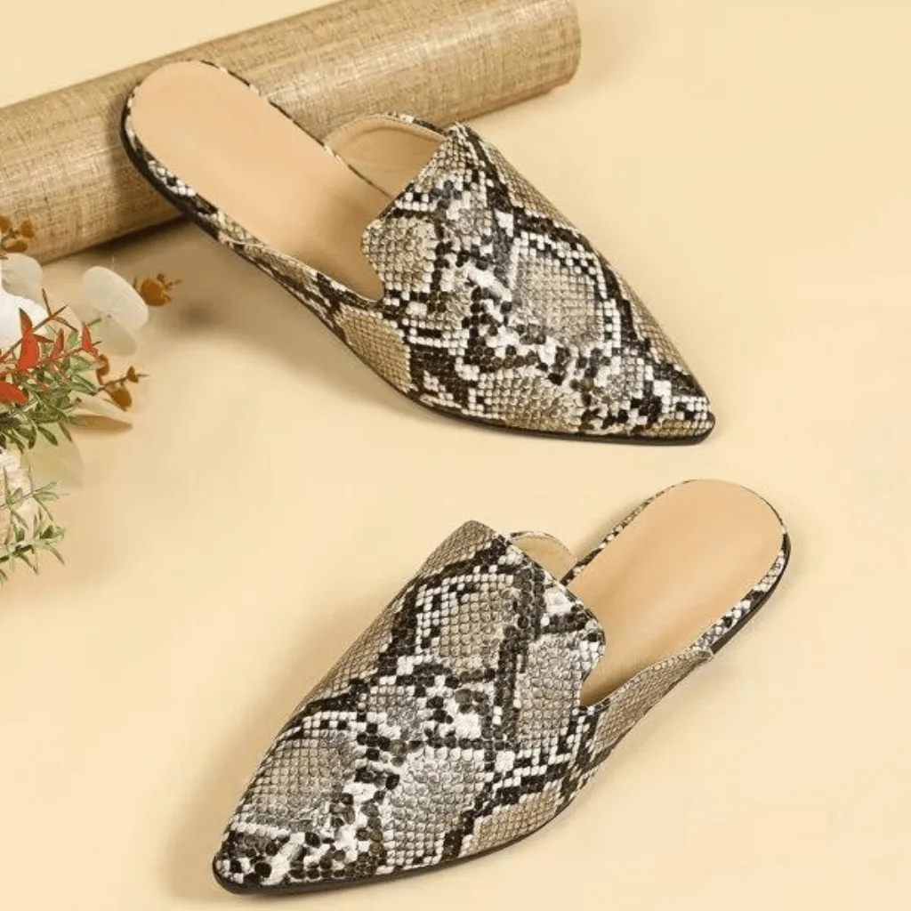 Snakeskin Pointed Mules