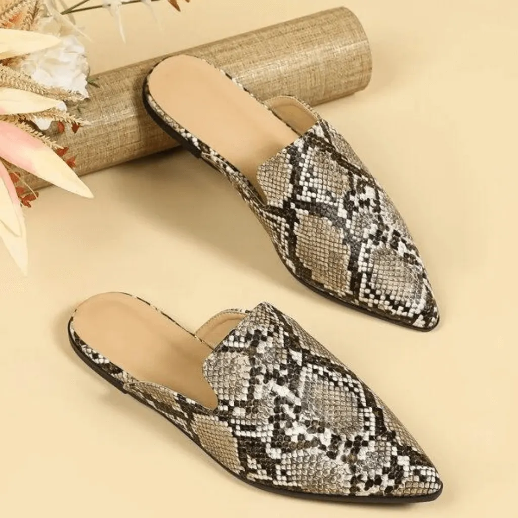Snakeskin Pointed Mules