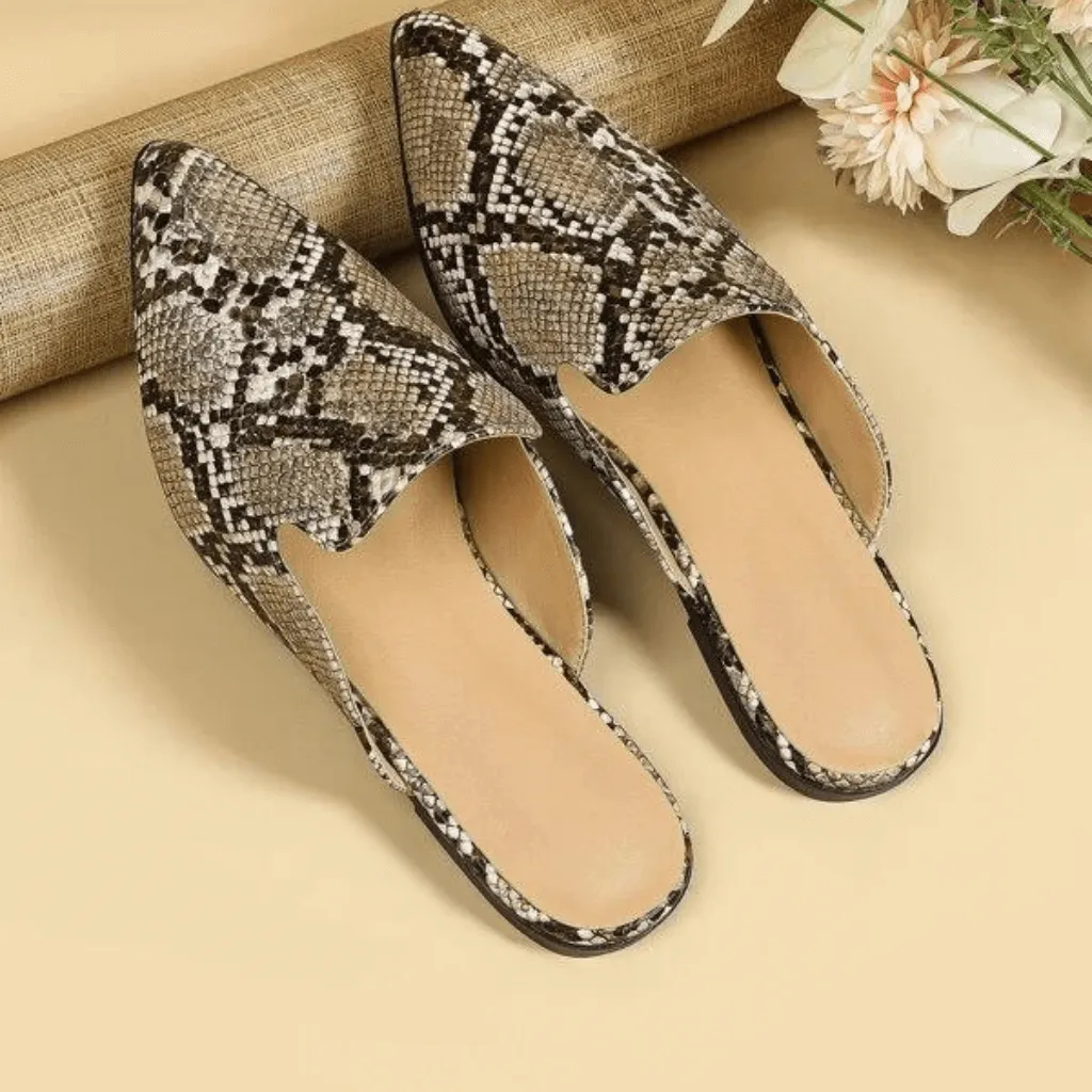 Snakeskin Pointed Mules