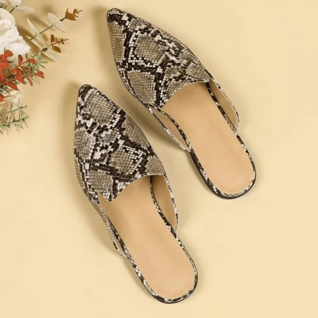 Snakeskin Pointed Mules