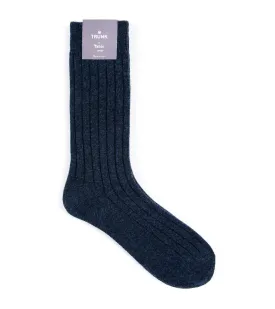 Tabio Merino Ribbed Socks: Navy