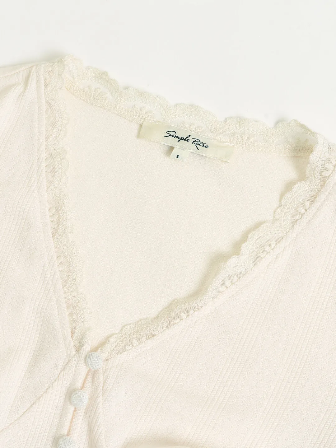 Trina Lace V-neck Apricot Knitted Top