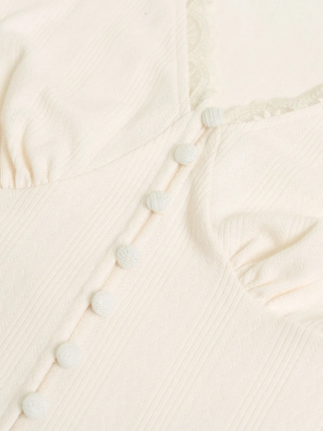 Trina Lace V-neck Apricot Knitted Top