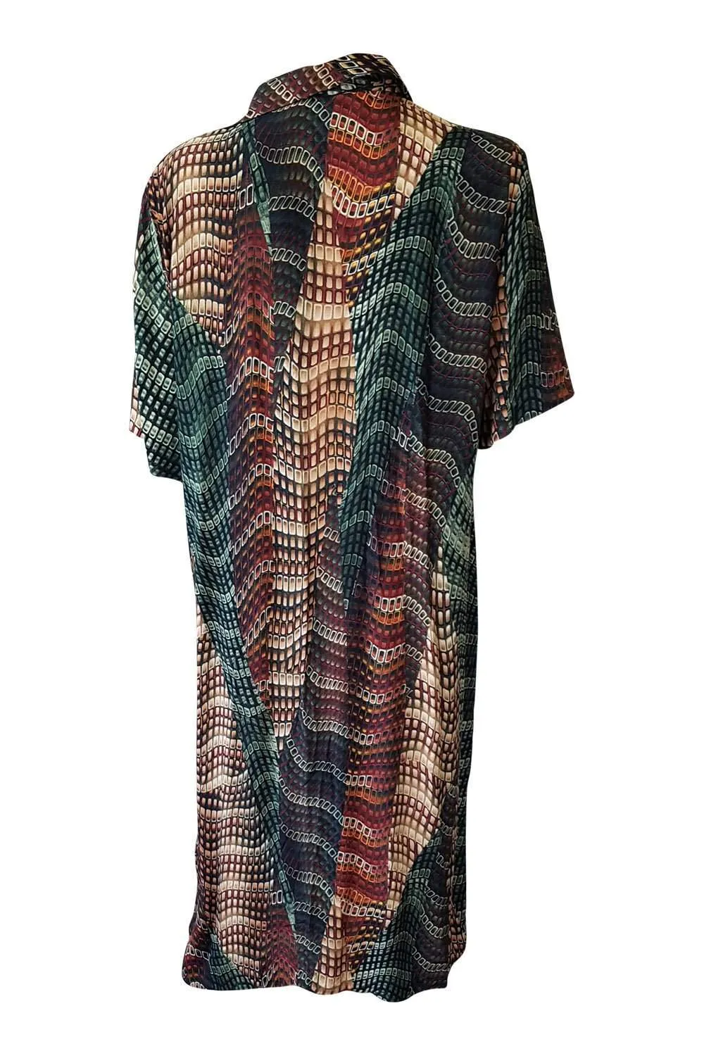 UNBRANDED Vintage 1980s Graphic Print Short Sleeve Dress (L)