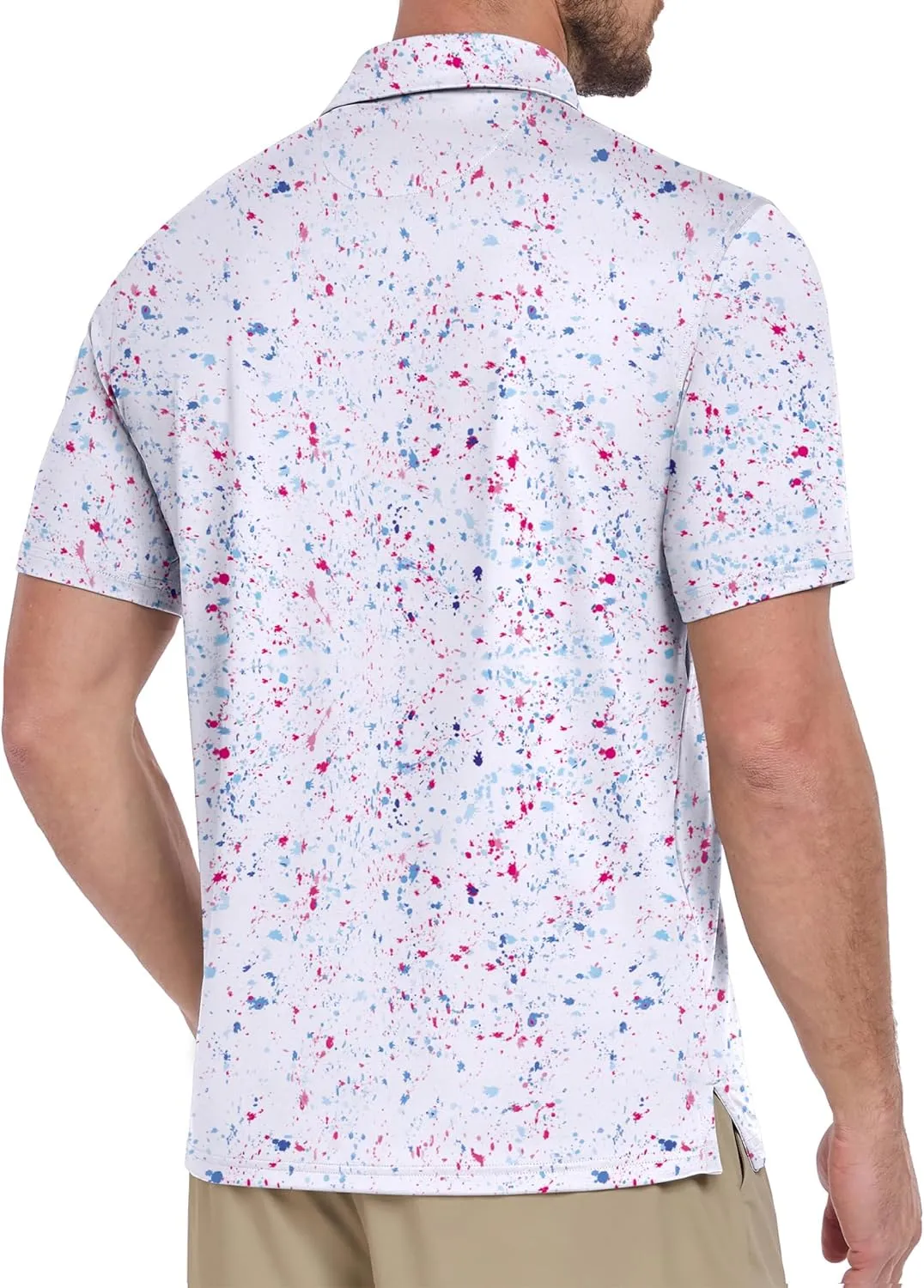 ZITY Mens Print Polo Shirts Short Sleeve Moisture Wicking Shirts for Men Golf Tennis Daily Casual Collared T-Shirt