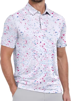 ZITY Mens Print Polo Shirts Short Sleeve Moisture Wicking Shirts for Men Golf Tennis Daily Casual Collared T-Shirt