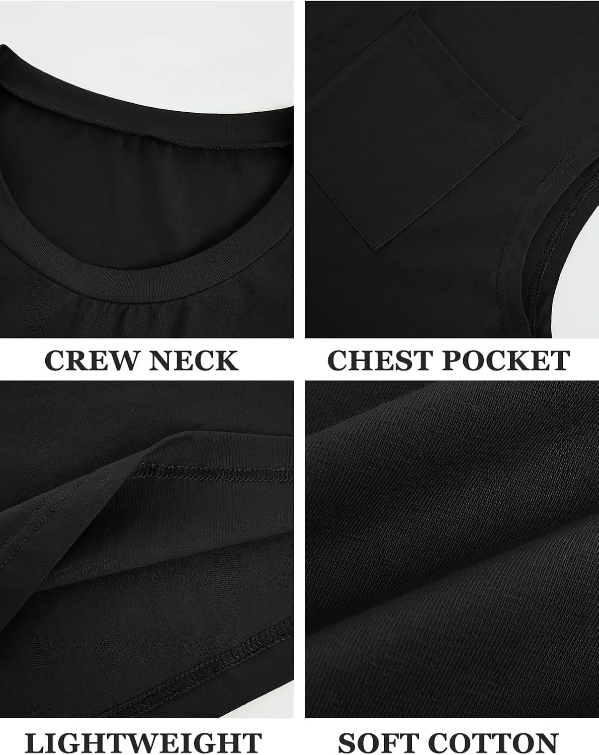 ZIWOCH Mens Sleeveless Tank Tops Workout Cut Off Shirts Muscle Gym T Shirts with Pocket